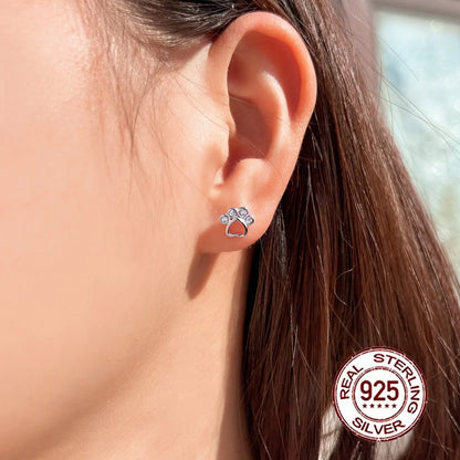 925 Sterling Silver Cat Paw Stud Earrings