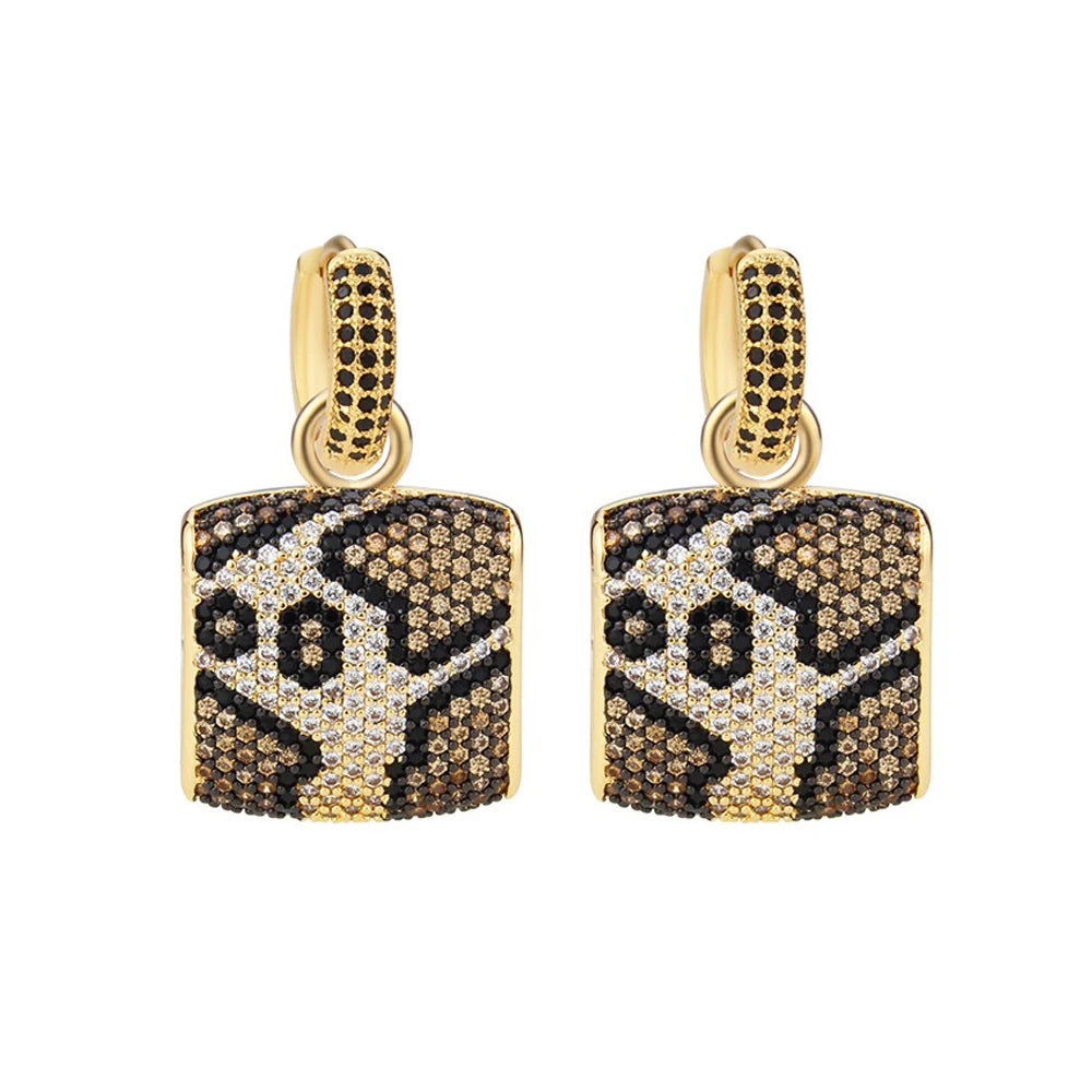Unleash the Wild | Leopard Texture Gold Plated Drop Earrings