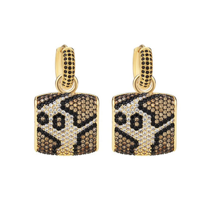Unleash the Wild | Leopard Texture Gold Plated Drop Earrings