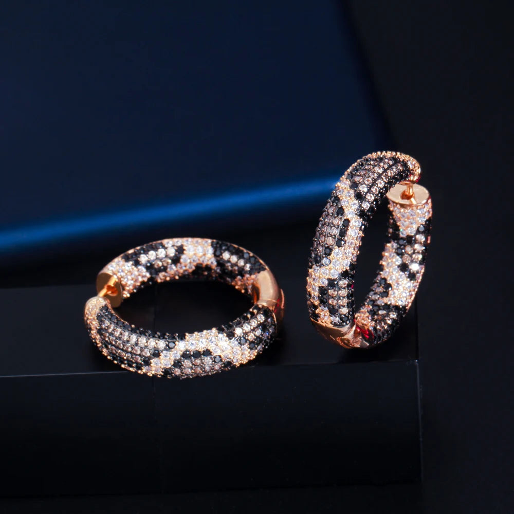 Serpent Luxe Hoop Earrings | Snake skin-inspired with zirconia stones