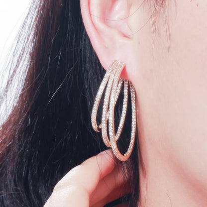 Triple Sparkle Hoop Earrings | Rhodium Plated & 18K Gold Plated