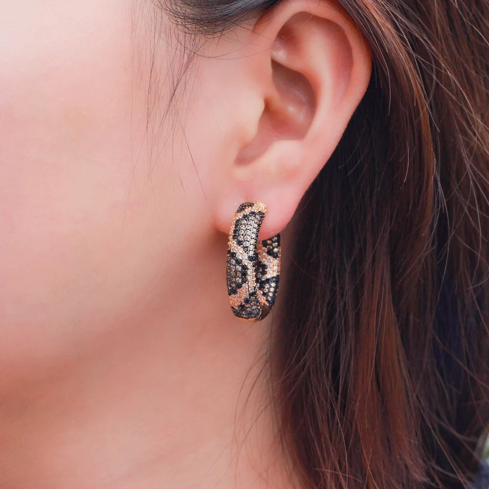 Serpent Luxe Hoop Earrings | Snake skin-inspired with zirconia stones