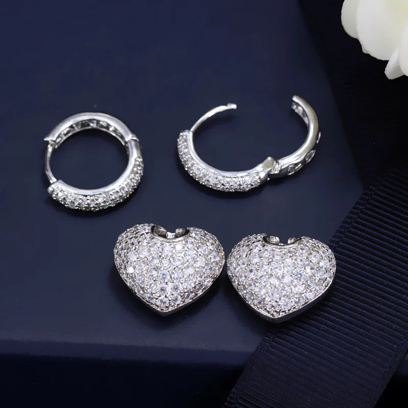 Heartfelt Sparkle Earrings – Sweet CZ Hearts & Shiny Hoops
