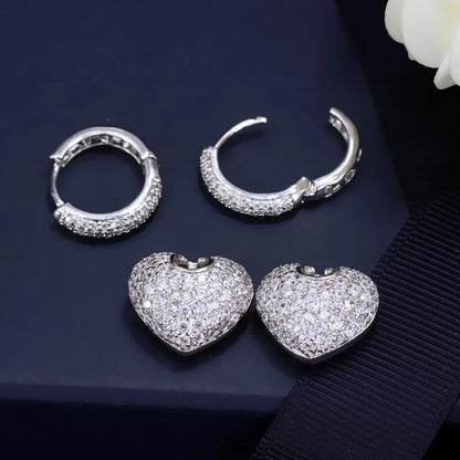 Heartfelt Sparkle Earrings – Sweet CZ Hearts & Shiny Hoops