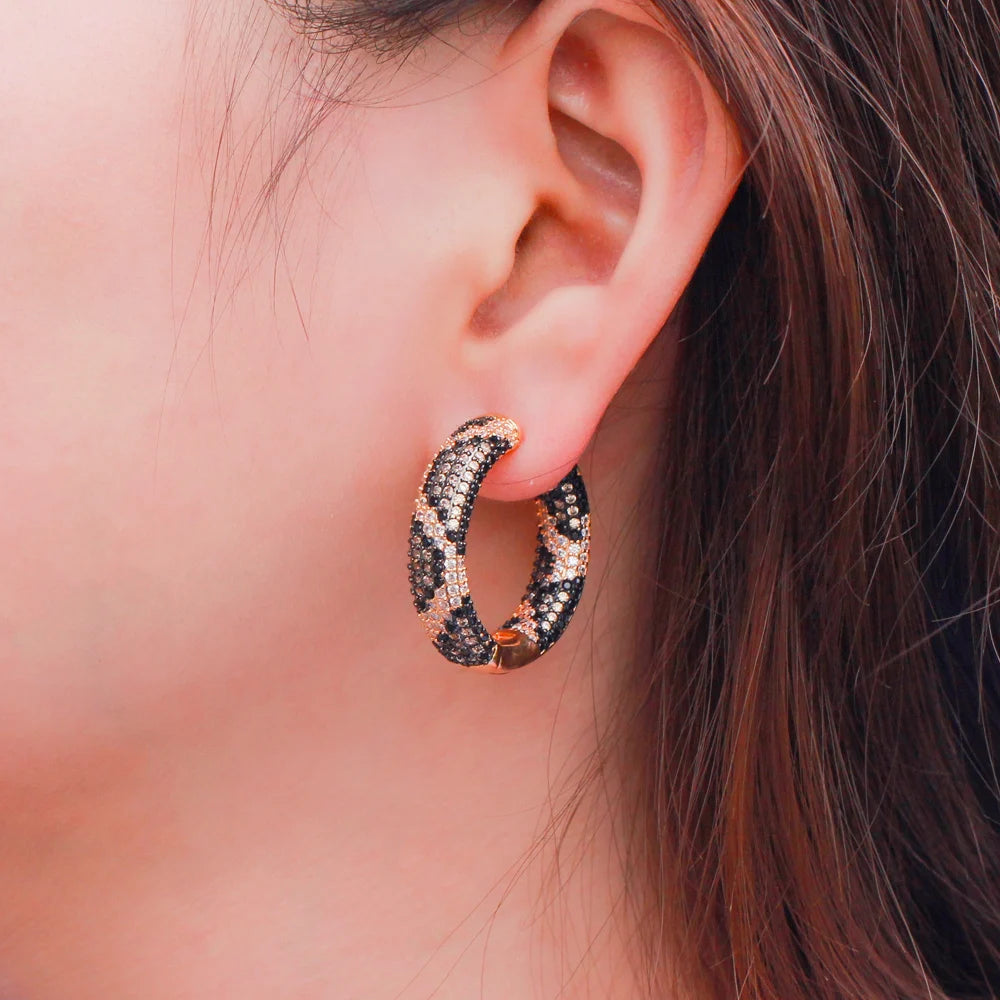 Serpent Luxe Hoop Earrings | Snake skin-inspired with zirconia stones
