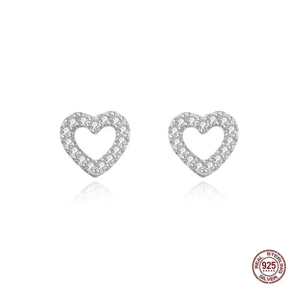 Romantic Sweet Heart 925 Sterling Silver Stud Earrings