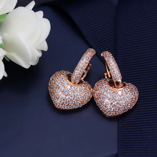 Heartfelt Sparkle Earrings – Sweet CZ Hearts & Shiny Hoops