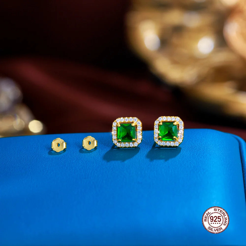 Savage Emerald Gleam Studs | 925 Sterling Silver – Wild & Dreamy Sparkle