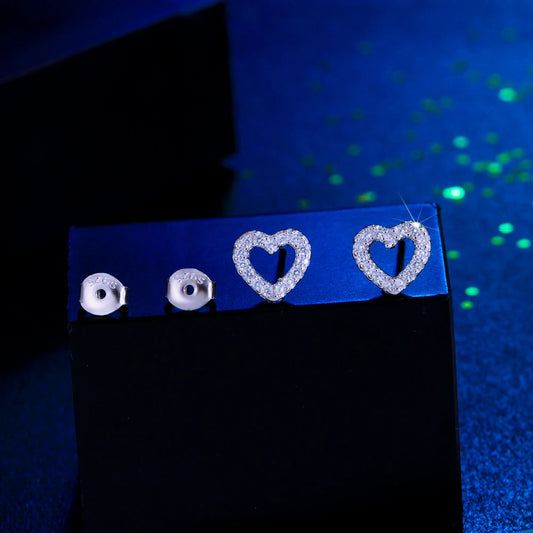 Romantic Sweet Heart 925 Sterling Silver Stud Earrings