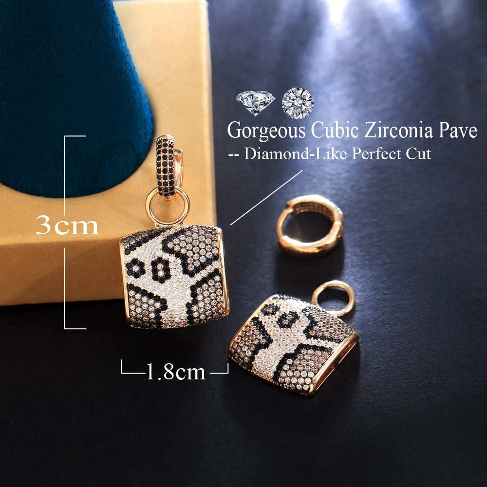 Unleash the Wild | Leopard Texture Gold Plated Drop Earrings
