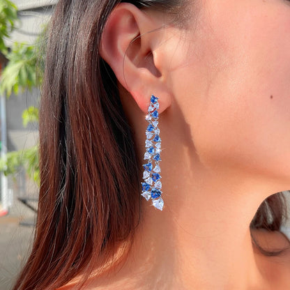 Royal Heart Dazzle Drops | Luxurious Royal Blue Drop Earrings