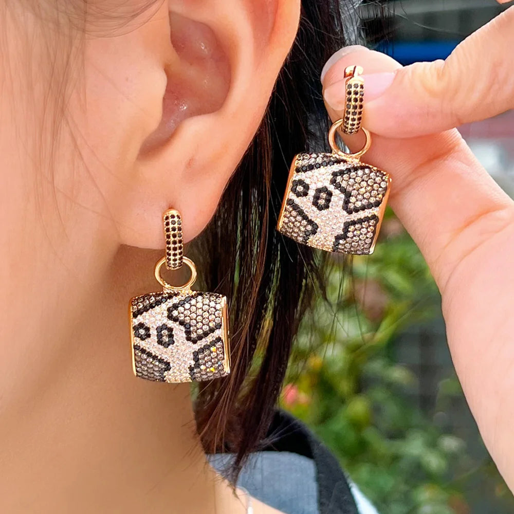 Unleash the Wild | Leopard Texture Gold Plated Drop Earrings