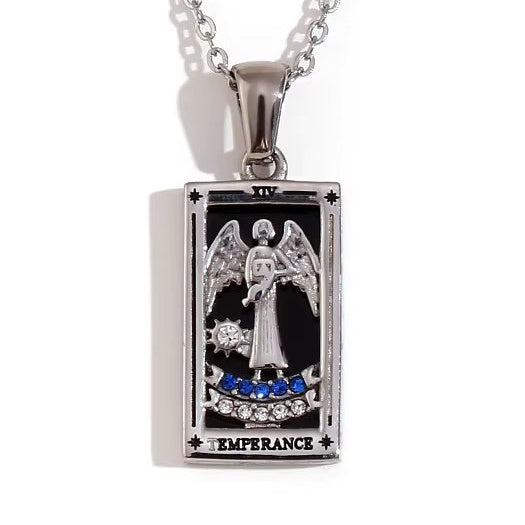 Temperance Tarot Pendant – 18K Gold Necklace of Balance & Inner Peace