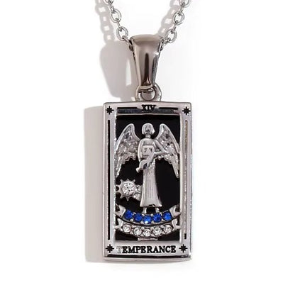 Temperance Tarot Pendant – 18K Gold Necklace of Balance & Inner Peace