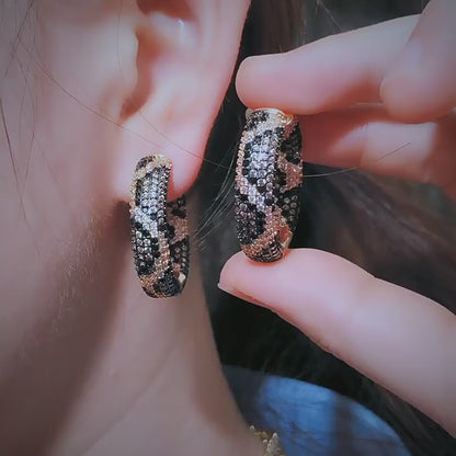 Serpent Luxe Hoop Earrings | Snake skin-inspired with zirconia stones