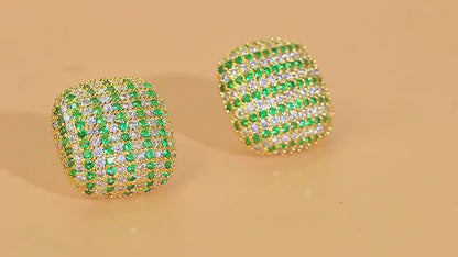 Emerald Edge Studs – Bold Green CZ & Yellow Gold Vibes