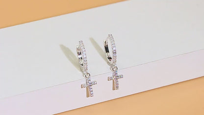 Celestia Cross Huggies | Cross design made with top-grade CZ stones
