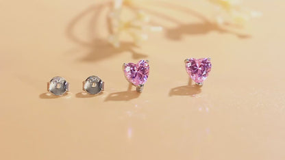 Heartlight Pink Studs | Featuring dazzling heart-cut pink cubic zirconia stones