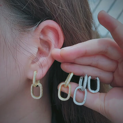 Double the Sparkle | Chain Cuban Link Huggie Earrings