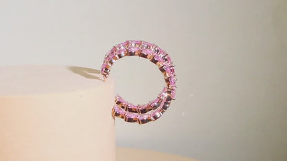 Rose Gold Plated Pink Heart C-Hoop Earrings