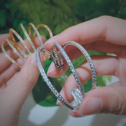 Triple Sparkle Hoop Earrings | Rhodium Plated & 18K Gold Plated
