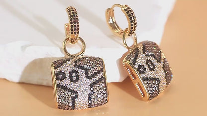 Unleash the Wild | Leopard Texture Gold Plated Drop Earrings