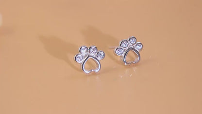 925 Sterling Silver Cat Paw Stud Earrings