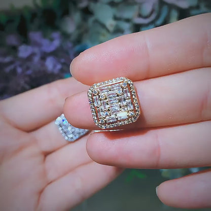 Fancy Square Stud Earrings | Gorgeous Sparkle in White Gold
