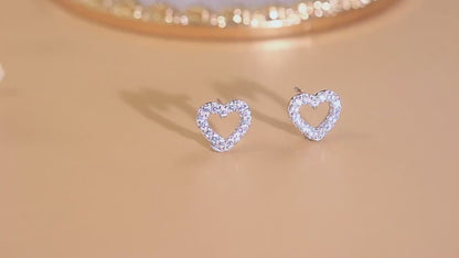 Romantic Sweet Heart 925 Sterling Silver Stud Earrings