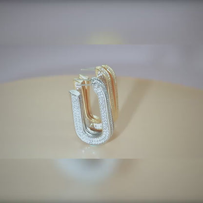 Echo Halo Hoops – Geometric Half-Round Glow in White Gold